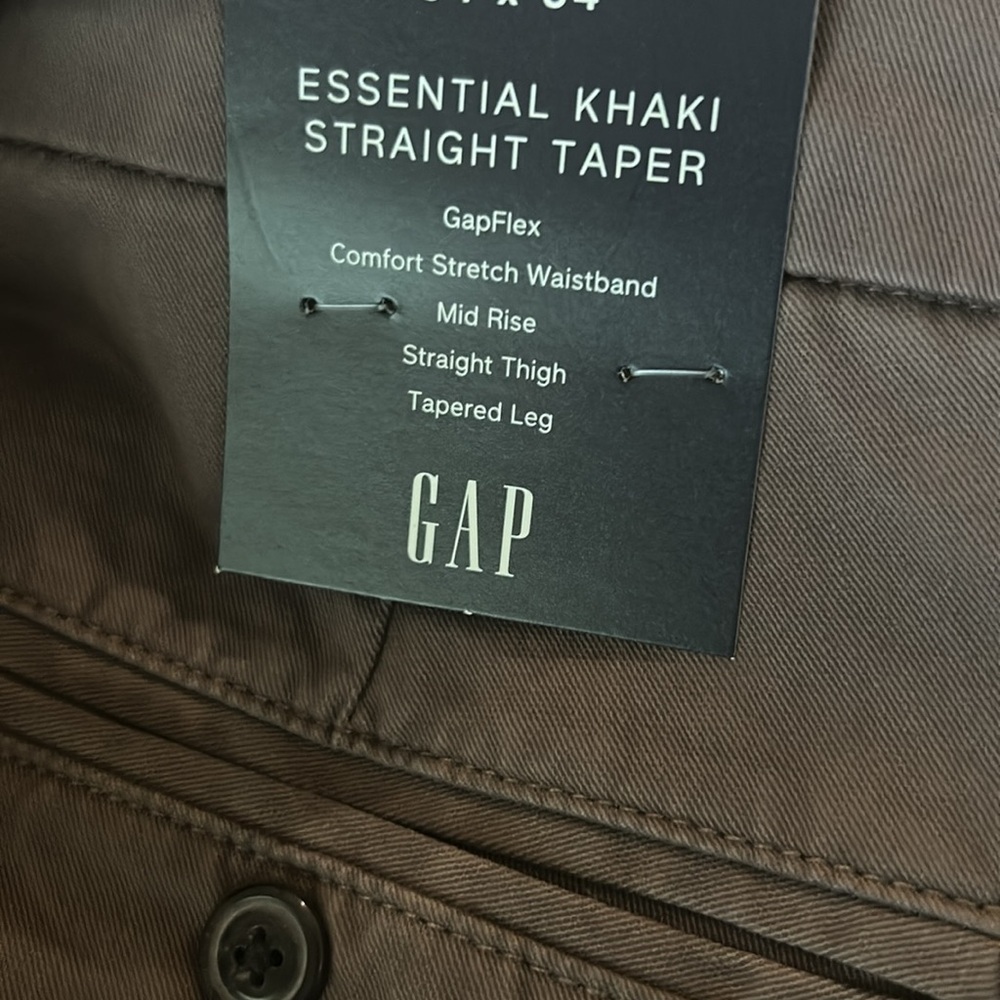 Gap Essential Khakis Straight pants taper NWT 36x34 - Picture 5 of 5